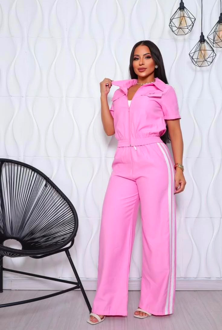 CONJUNTO ALFAIATARIA CALÇA E BLUSA TP ADIDAS AZUL E ROSA